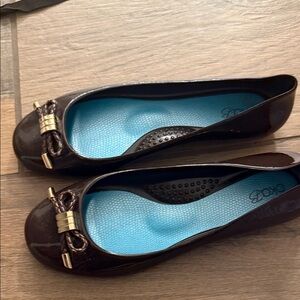 OKA b. Chocolate Brown Ballet Flats with Gold Accents